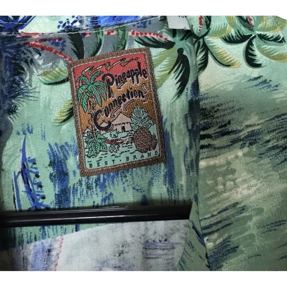 Pineapple, connection, light blue aloha, shirt, tropical print SzL - Picture 2 of 8